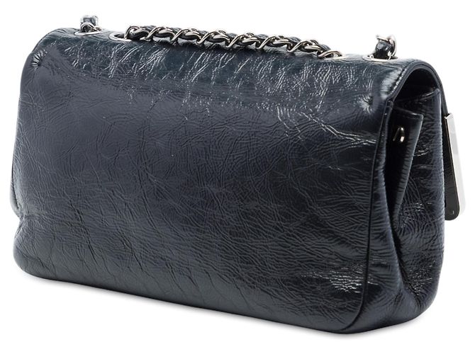 Chanel Black Small Crinkled Patent Frame Single Flap Nero - vista 2