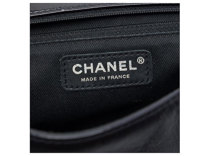 Chanel Black Small Crinkled Patent Frame Single Flap Nero - vista 5