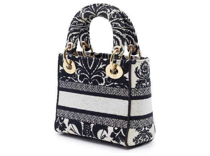 Dior Lady D Lite Petites Fleurs in tela ricamata bianco mini - vista 2