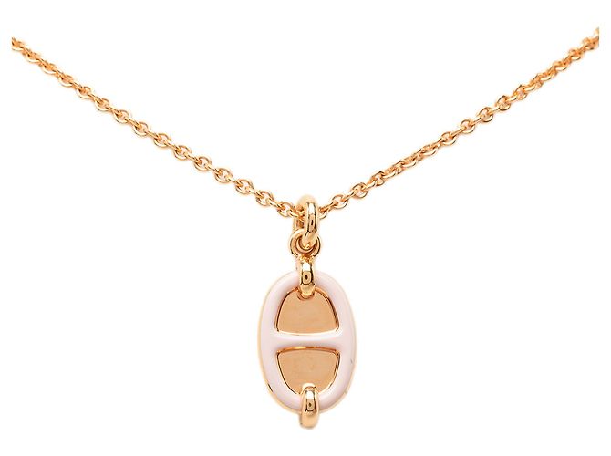 Collana con pendente Mini Maillon placcato oro rosa e rosa Hermès D'oro - vista 2