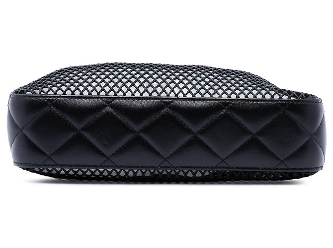 Clutch Chanel Black CC in rete e pelle di agnello lucida con catena Nero - vista 3