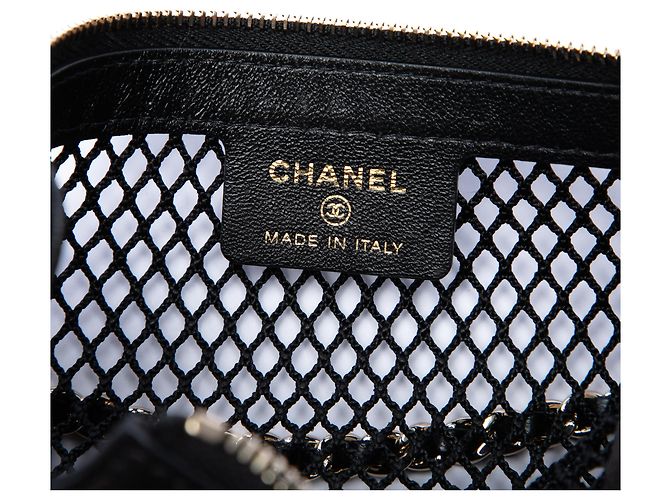 Clutch Chanel Black CC in rete e pelle di agnello lucida con catena Nero - vista 5