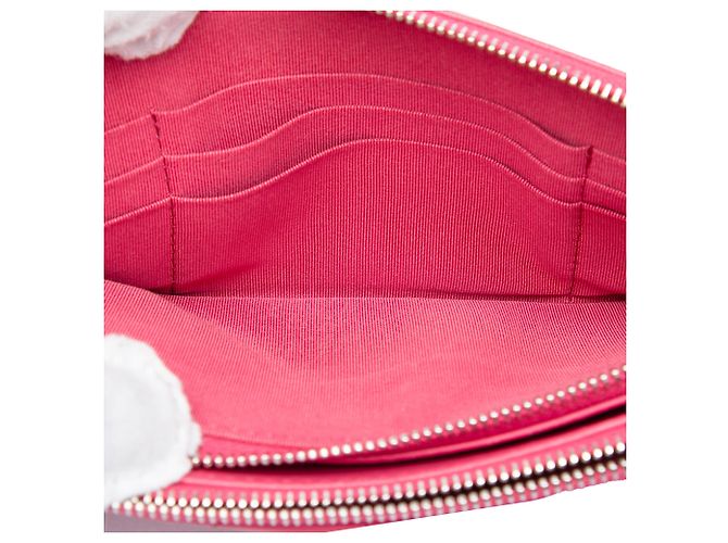 Clutch Chanel Pink CC de piel de cordero acolchada con doble cremallera y cadena Rosa - vista 4