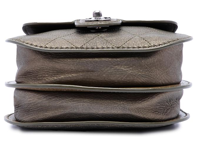 Chanel Coco Twin Flap in pelle di vitello trapuntata marrone Small Bronzo - vista 3