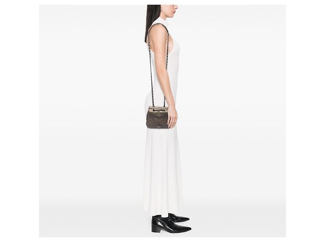 Chanel Coco Twin Flap in pelle di vitello trapuntata marrone Small Bronzo - vista 6