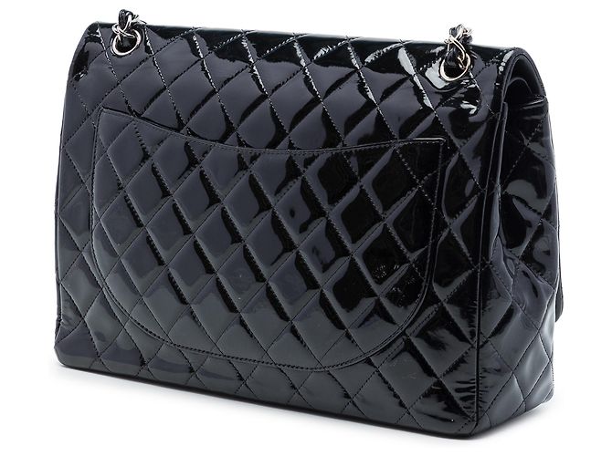 Chanel Black Maxi Classic Patent Double Flap - view 2