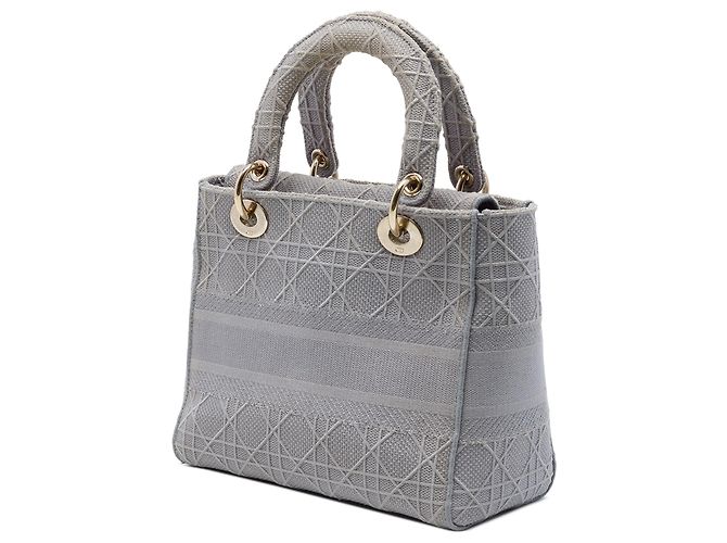Dior Grau Medium Bestickte Canvas Cannage Lady D Lite Braun - Ansicht 2