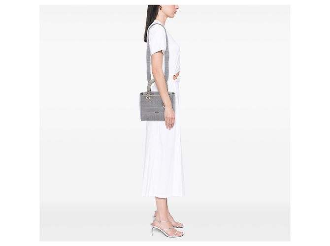 Dior Grau Medium Bestickte Canvas Cannage Lady D Lite Braun - Ansicht 6