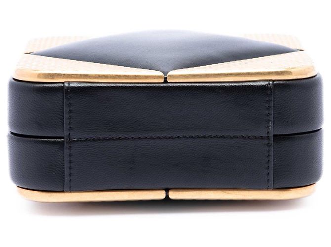 Clutch Chanel quadrata in agnello nero con CC e metallo e catena - vista 3