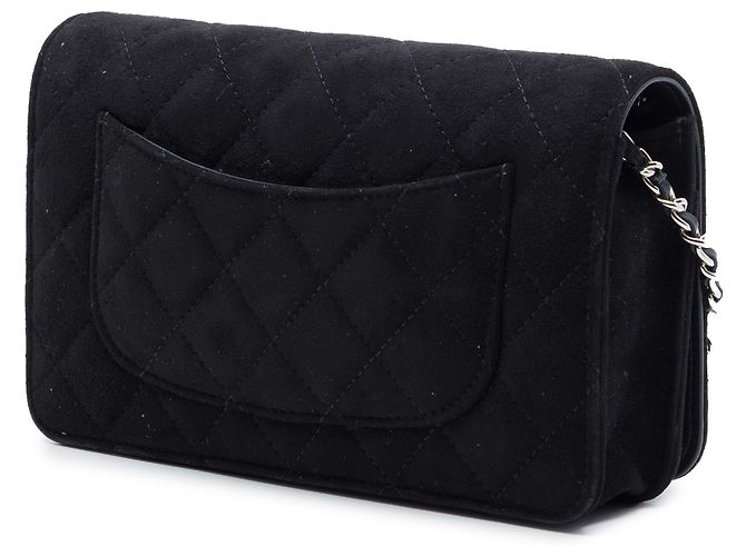 Chanel Black Quilted Suede Cocostellar Wallet on Chain Schwarz - Ansicht 2