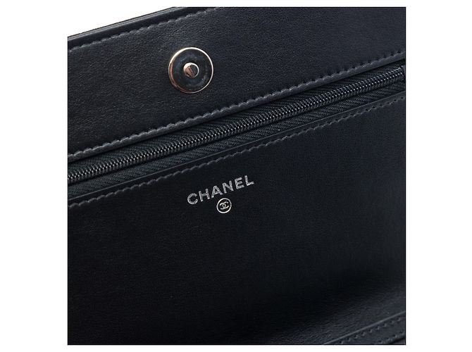 Chanel Black Quilted Suede Cocostellar Wallet on Chain Schwarz - Ansicht 5