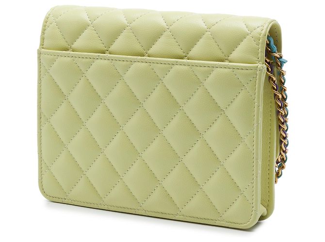 Chanel Green CC gestepptes Caviar Wallet on Chain Grün Hellgrün - Ansicht 2