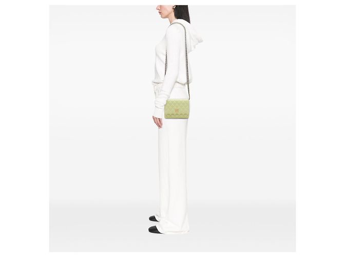 Chanel Green CC gestepptes Caviar Wallet on Chain Grün Hellgrün - Ansicht 6