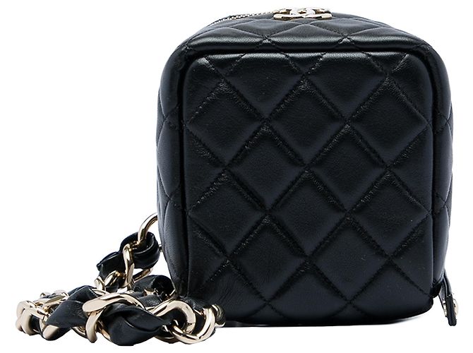 Clutch Vanity Chanel Black CC in agnello trapuntato Nero - vista 3
