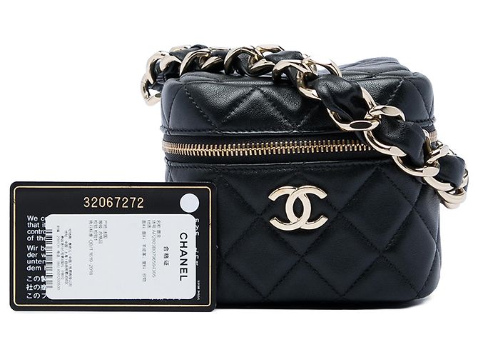 Clutch Vanity Chanel Black CC in agnello trapuntato Nero - vista 6