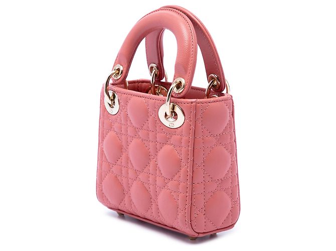 Lady Dior in micro agnello rosa cannage Dior - vista 2