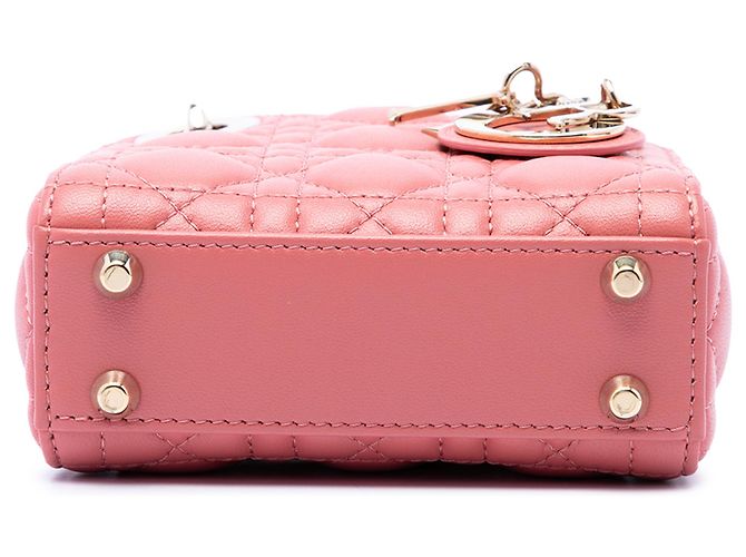 Lady Dior in micro agnello rosa cannage Dior - vista 3