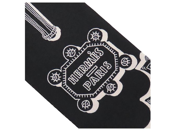 Hermès Black Merveilleuses Lanternes Seidentuch Twilly Schwarz - Ansicht 3