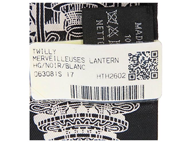 Hermès Black Merveilleuses Lanternes Seidentuch Twilly Schwarz - Ansicht 5