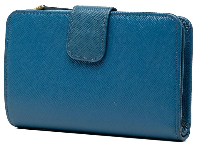 Cartera Prada Blue Saffiano French Wallet Azul - vista 2