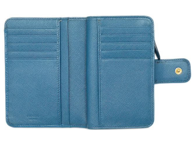 Cartera Prada Blue Saffiano French Wallet Azul - vista 4