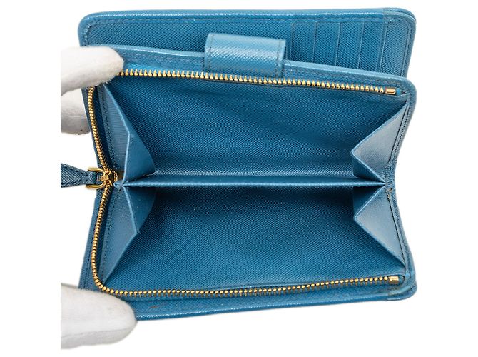 Cartera Prada Blue Saffiano French Wallet Azul - vista 5