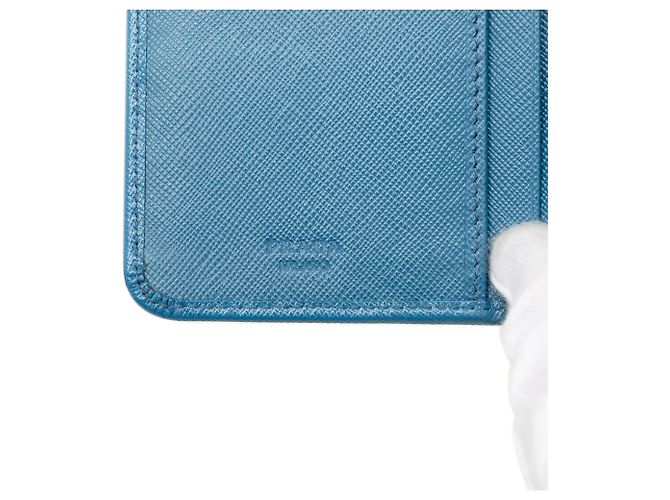 Cartera Prada Blue Saffiano French Wallet Azul - vista 6