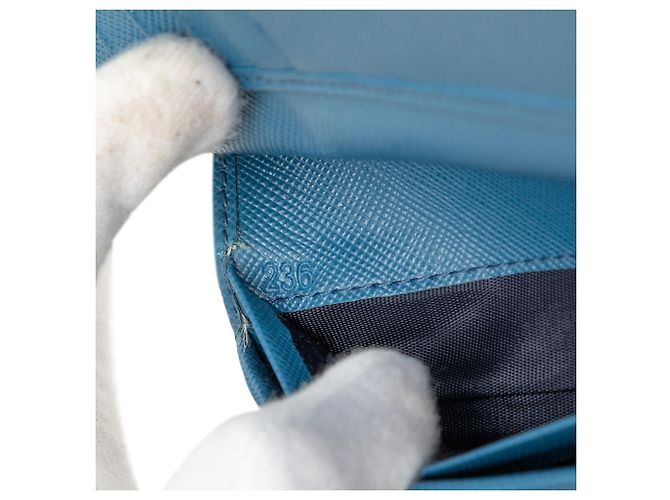 Cartera Prada Blue Saffiano French Wallet Azul - vista 7