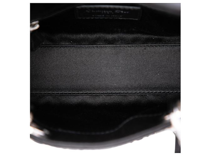 Lady Dior Mini in raso nero con cannage e decorazioni in cristallo Dior - vista 4