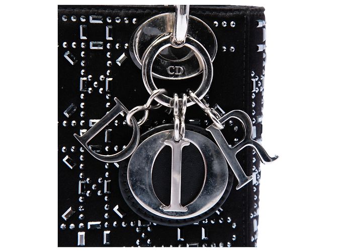 Lady Dior Mini in raso nero con cannage e decorazioni in cristallo Dior - vista 5