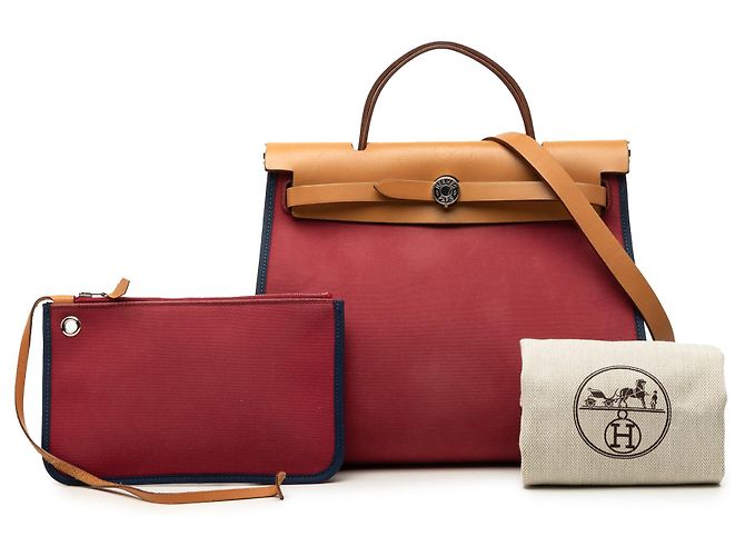 Hermès Red Toile Herbag Zip 31 Rosso - vista 10
