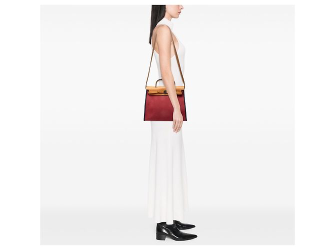 Hermès Red Toile Herbag Zip 31 Rosso - vista 9
