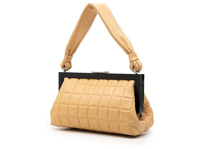 Chanel Beige CC Chocolate Bar Lammfell Handtasche mit Rahmen - Ansicht 2
