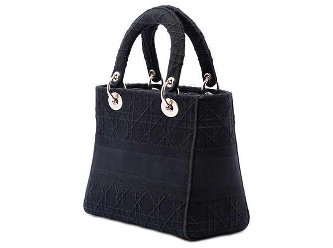 Dior Cannage Lady D Lite in tela ricamata nera, misura Medium Nero - vista 2