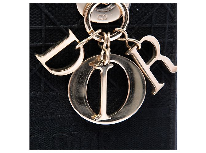 Dior Cannage Lady D Lite in tela ricamata nera, misura Medium Nero - vista 5