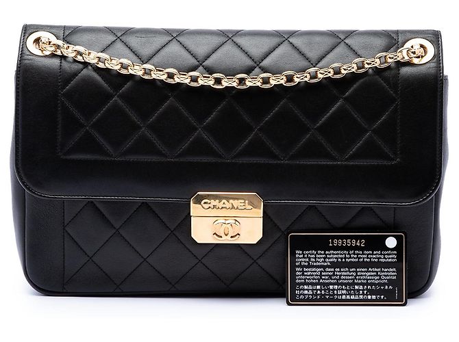 Chanel Black Large Lambskin Chic With Me Flap Nero - vista 7