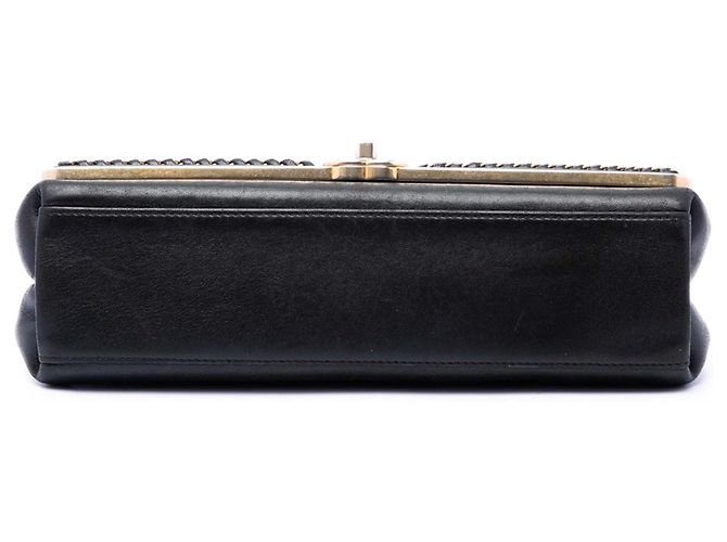 Chanel Black Chevron Sheepskin Stitched Chain Top Handle Flap Nero - vista 3