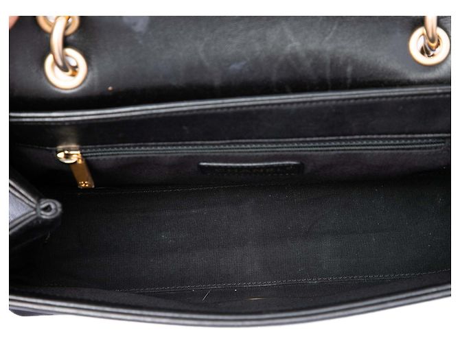 Chanel Black Chevron Sheepskin Stitched Chain Top Handle Flap Nero - vista 4