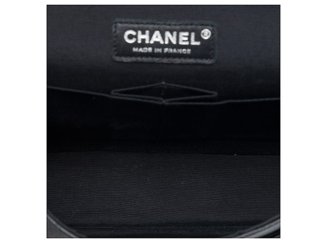 Chanel Black Medium Classic Tweed e Caviar Double Flap Nero - vista 4