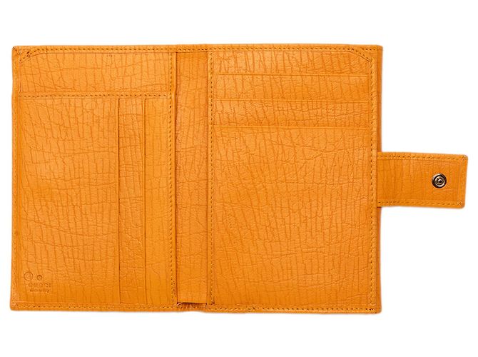 Cartera bifold de piel de becerro texturizada naranja Gucci - vista 4