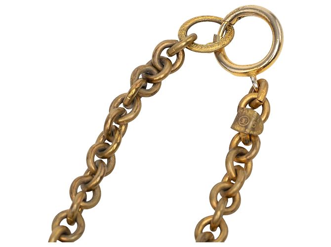 Collar largo Chanel Gold CC con baño de oro y resina Lucite Dorado - vista 4