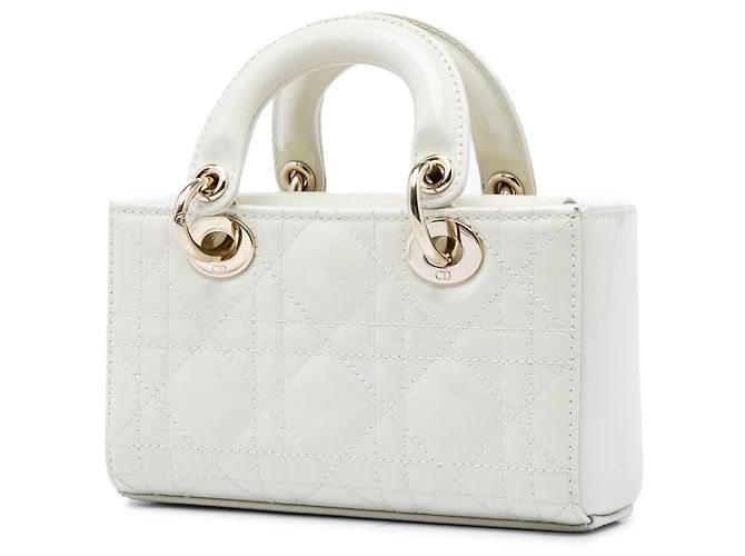 Dior White Micro Patent Cannage Lady D Joy Bianco - vista 2