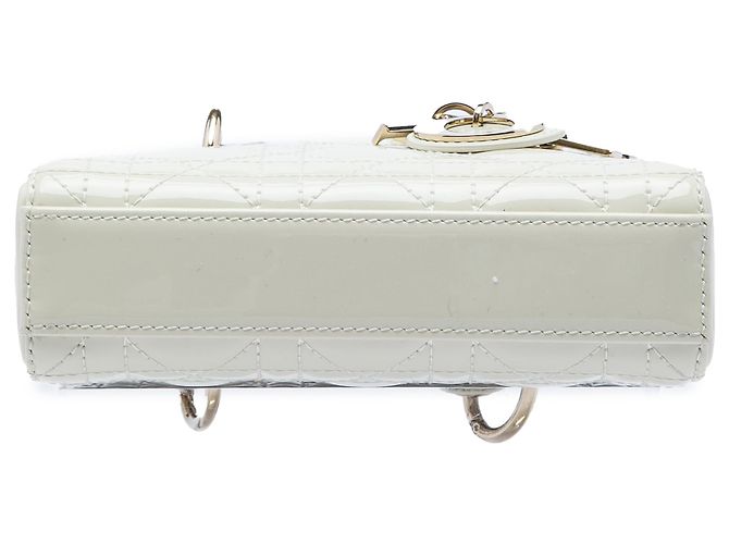 Dior White Micro Patent Cannage Lady D Joy Bianco - vista 3