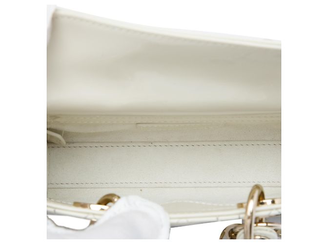 Dior White Micro Patent Cannage Lady D Joy Bianco - vista 4