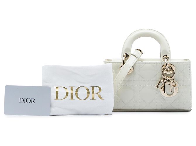 Dior White Micro Patent Cannage Lady D Joy Bianco - vista 6