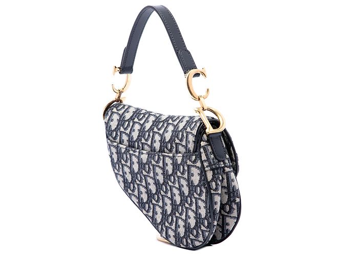 Dior Blue Mini Oblique Canvas Saddle Bag Blau Marineblau - Ansicht 2