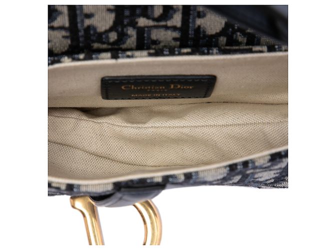 Dior Blue Mini Oblique Canvas Saddle Bag Blau Marineblau - Ansicht 4