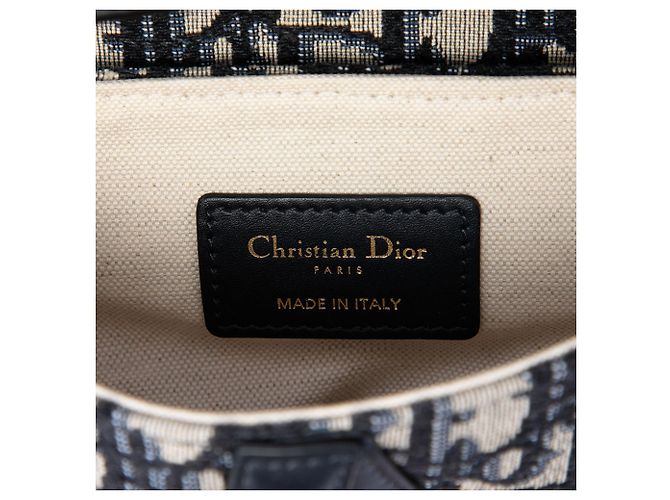 Dior Blue Mini Oblique Canvas Saddle Bag Blau Marineblau - Ansicht 5