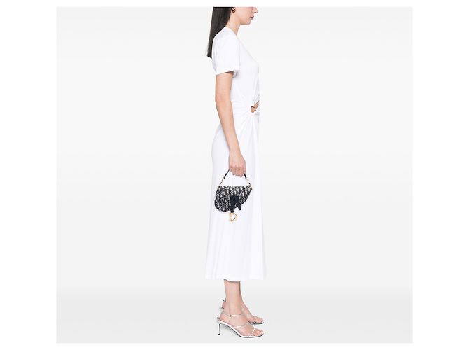 Dior Blue Mini Oblique Canvas Saddle Bag Blau Marineblau - Ansicht 6