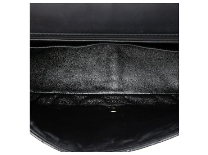 Chanel Black Jumbo Classic Chevron Patent Single Flap Nero - vista 4
